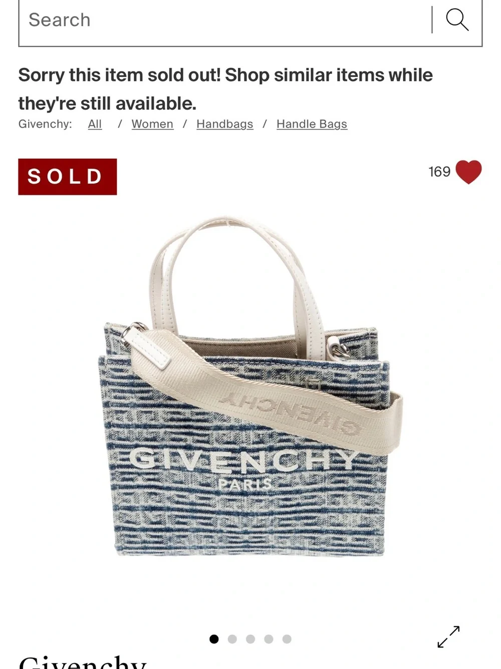 Givenchy Blue Denim Tote with Cream Leather Handles & Strap